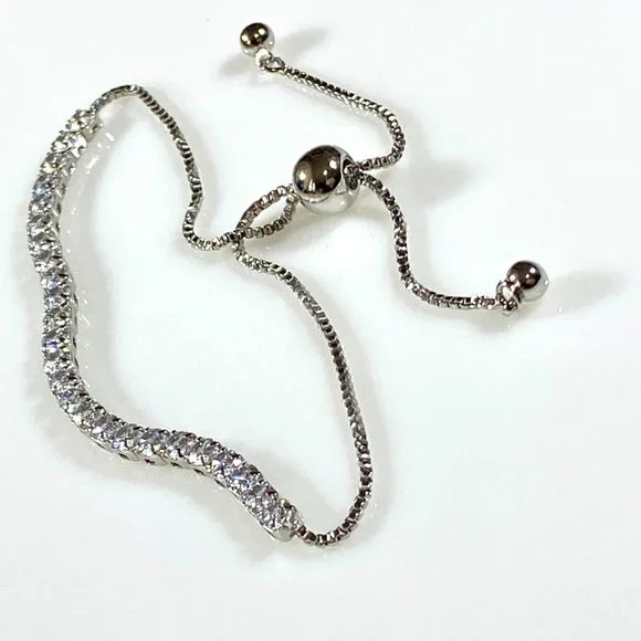 Sterling Silver Adjustable Tennis Bracelet - Picture 7 of 10